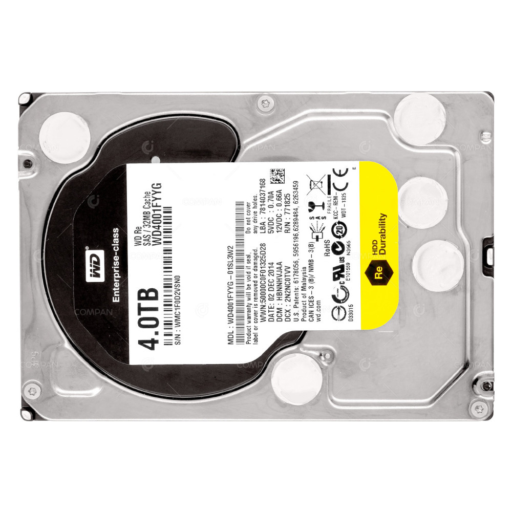 WD4001FYYG WD HARD DRIVE RE 4TB 7.2K 6G SAS 32MB CACHE 3.5 LFF -